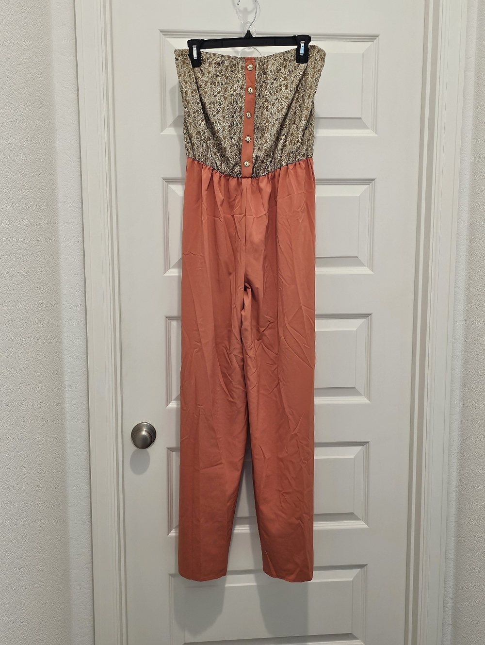 Peppermint Strapless Paisley & Coral Jumpsuit - EUC - Size M - Picture 2 of 8